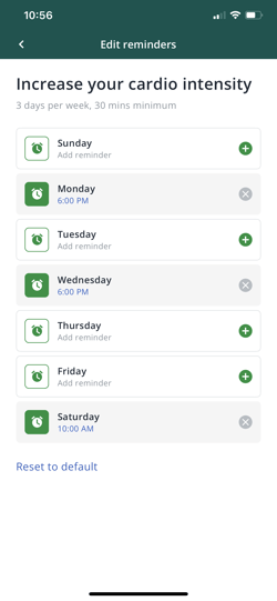 Set reminders product screen